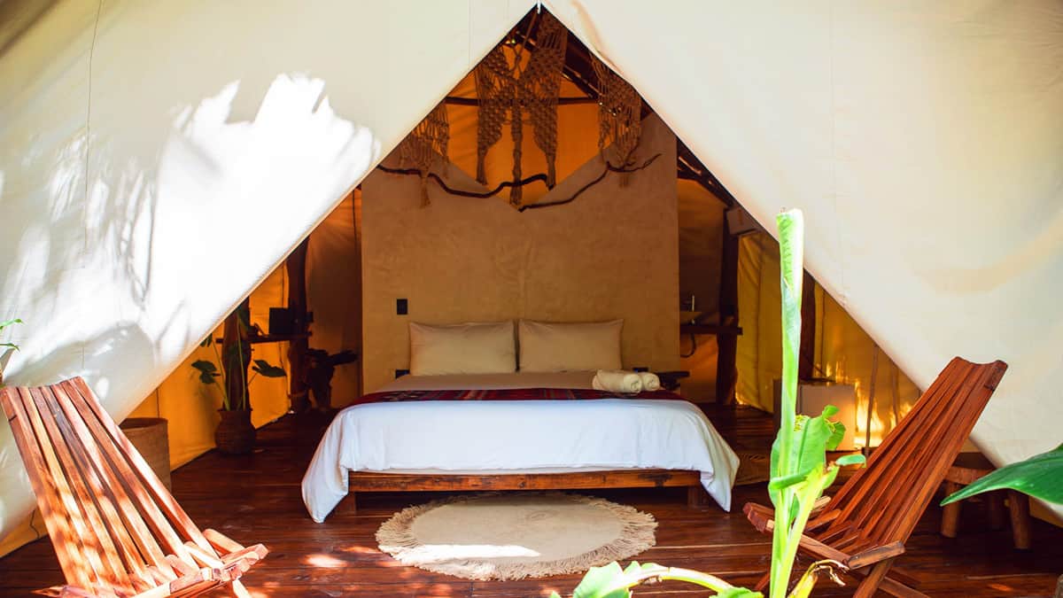 Glamping tent in Tulum Mexico